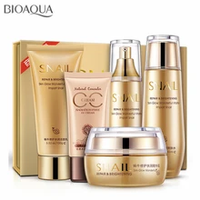 BIOAOUA 5 шт./компл. экстракт из улиток увлажняющий отбеливающий уход за кожей набор лица ВВ крем тонера очищающий лосьон уход против морщин