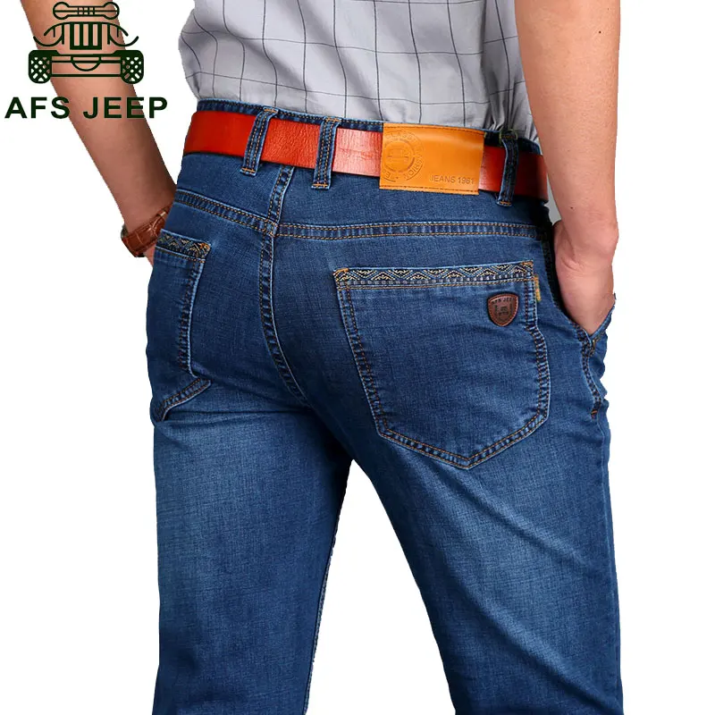 

2017 Summer Men's Jeans Brand Clothing Hoome Slim Fit Casual New Mid Waist Straight Denim Jeans Long Pants Loose CLOTHES 30~42