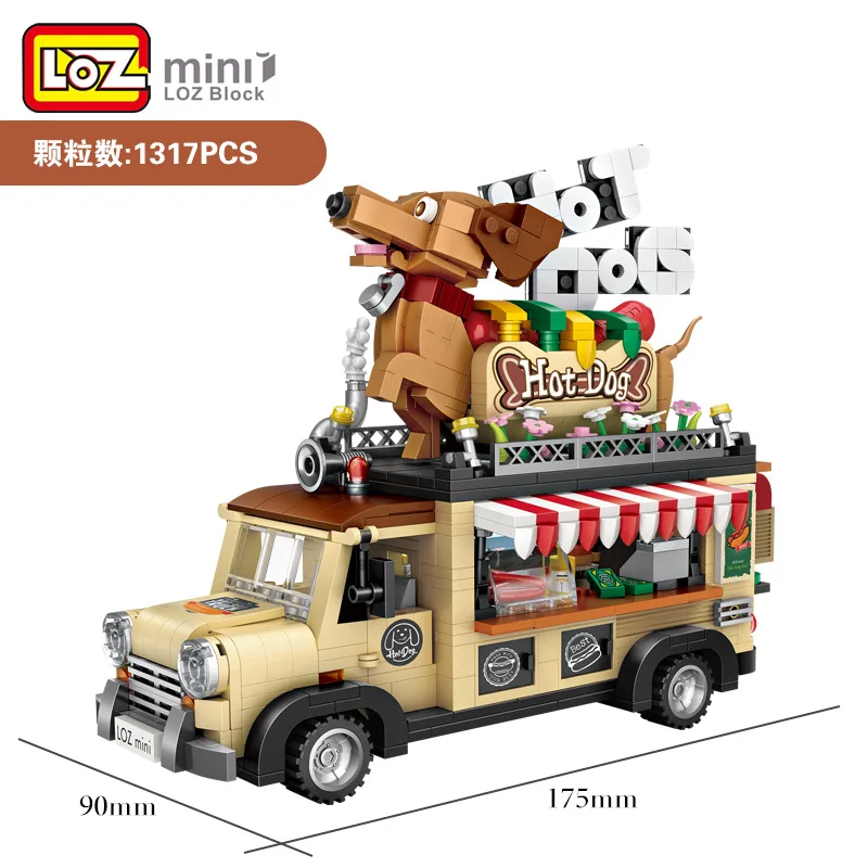 

LOZ Mini Blocks New Hot Dog Car Model Building Bricks for Children Funny toys for Kids brinquedos Create Boy Gifts 1116