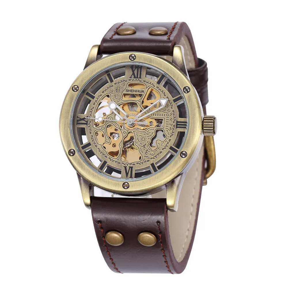 

Gold Tourbillon Automatic Mechanical Watch Men Transparent Skeleton Wristwatch Male Fashion Sport Business Watch Gift For Men