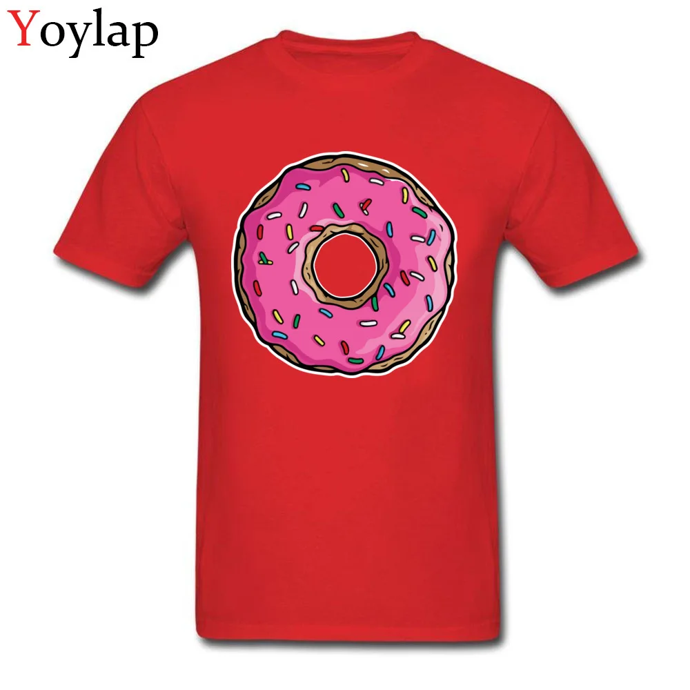Mens Tops Shirt Cute Slim Fit T-shirts 100% Cotton Crew Neck Short Sleeve Street Donut Tee Shirts Top Quality red