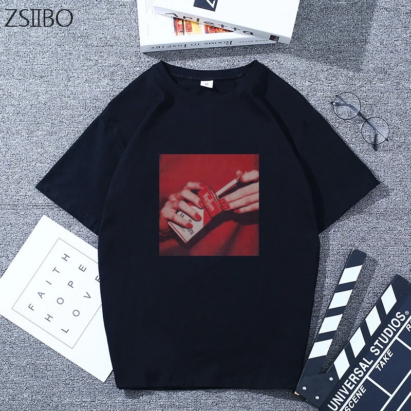 

Female's t shirt Somke Print Couple women Tshirts HipHop head round neck T-shirt loose student Girl Streetwear Tees Tops XXXL