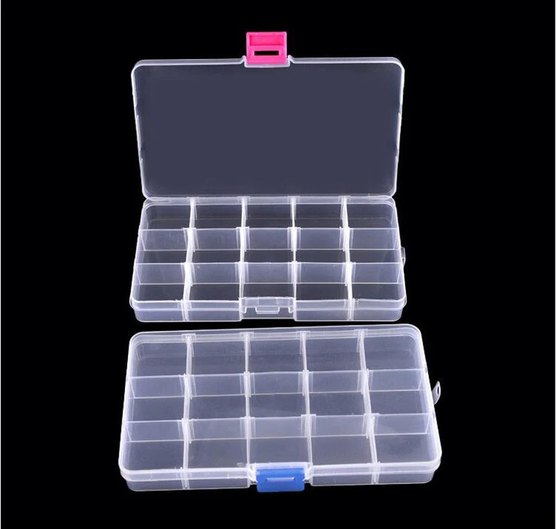 

JSFUN Fishing Lure Box 15 Compartments 18cm*9.5cm*2cm Plastic Fishing Tackle Box DIY Variable Storage box Case Waterproof FO168