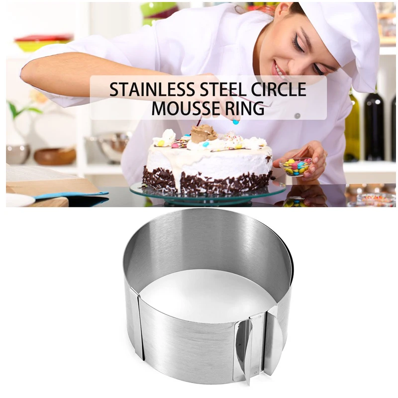 

Retractable Stainless Steel New Circle Mousse Ring Baking Tool Set Cake Mould Mold Size Adjustable Bakeware 16-30cm Cake Tools