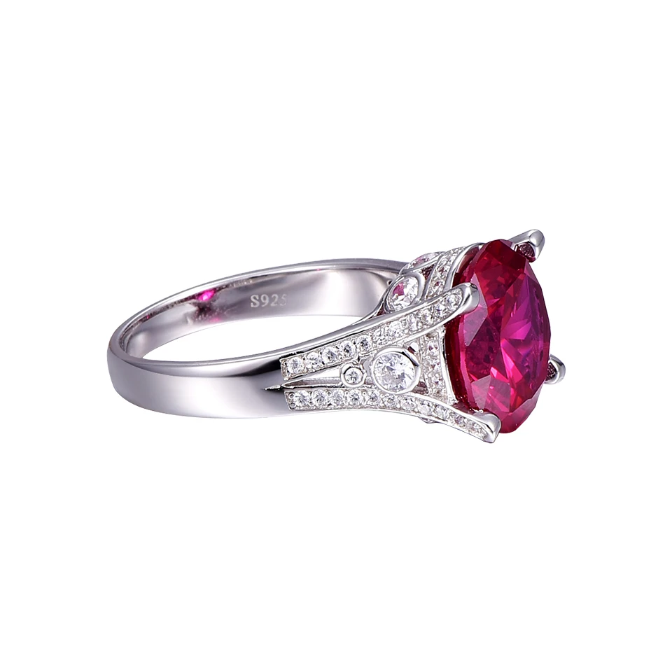 Bijoux Femme Marque De Luxe Стерлинговое Серебро 925 пробы Круглый красно рубиновый разрез