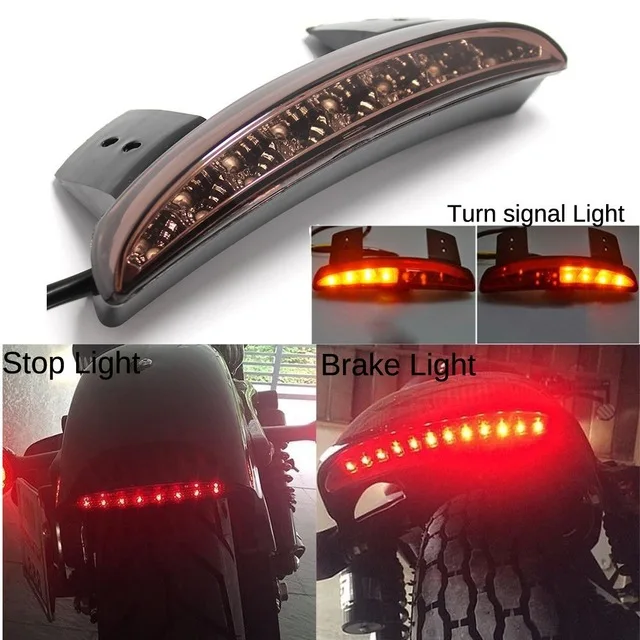 

Red/Smoke Chopped Fender Edge Motorcycle 8 LED RED Stop Running Brake Rear Tail Light for Harley Sportster XL 883N 1200N XL1200V