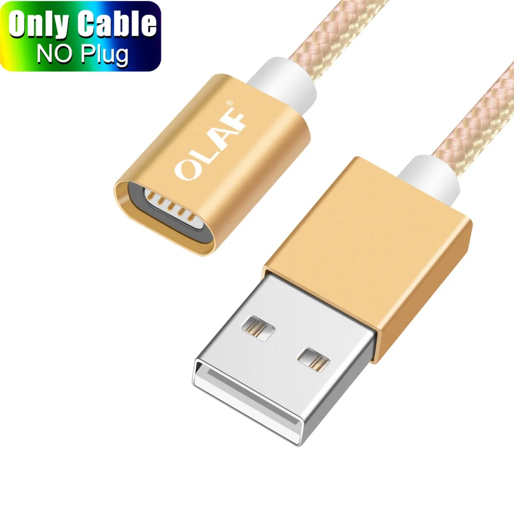 Олаф магнитное зарядное устройство usb type C Micro USB кабель провод для быстрой зарядки штекер type-C Магнитный кабель для iPhone samsung Xiaomi huawei - Цвет: Gold Cable No Plug