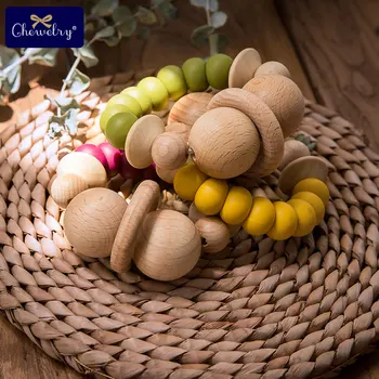 

Let's Make 1Pc Silicone Beads Rattle Beech Wood Ring Baby Rattle Ball Ring Infant Rattles For Bed Mobile Crib Baby Teether Toys