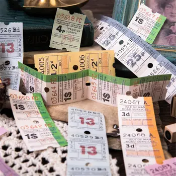 

1Roll Vintage British Ticket Series Washi Tape Kawaii Stationery Self Adhesive Masking Tapes Scrapbooking Notebook Decorations