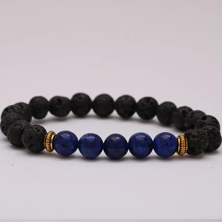 Buddha Prayer Natural Stone Bracelet For Women LAVA beads bracelets (5)
