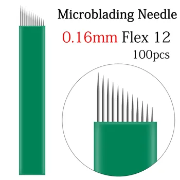

0.16mm Microblading Tattoo Needles Flex 100Pcs 12 pin for NANO Microblading Embroidery Pen Pernement Makeup Eyebrow Tattoo Blade