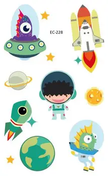 

Waterproof Temporary Tatoo Kids Fake Tattoo Sticker Outer Space Rocket Planet UFO Tattoos Tatouage Tatto For Boy Girl Women Men