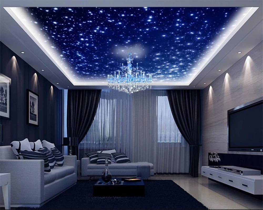 Beibehang美的ファンタジー宇宙スカイ天頂天井天井装飾天井壁画壁紙papelデparede張り子peint Aliexpress