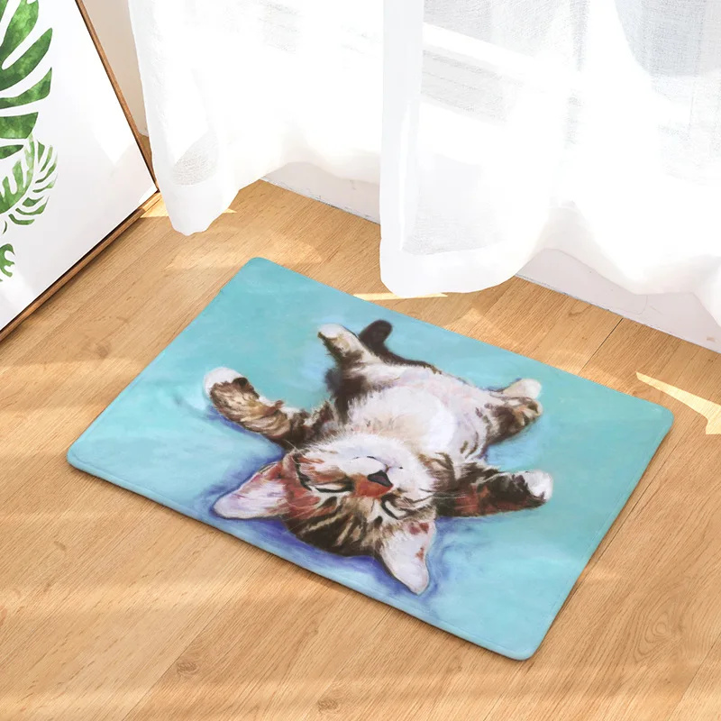 

CAMMITEVER Oil Painting Cats Dogs Cow Animal Pattern Rugs Small Rug Mat Doormat Modern Kids Room Kitchen Rug