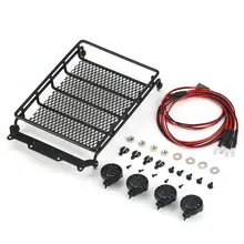 Metal Roof Rack Luggage Carrier with LED Spotlights Bar for 1/10 RC Car Off-road Crawler TAMIYA CC01 AXIAL SCX10 D90 Metal Roof Rack Luggage Carrier with LED Spotlights Bar for 1/10 RC Car Off-road Crawler TAMIYA CC01 AXIAL SCX10 D90