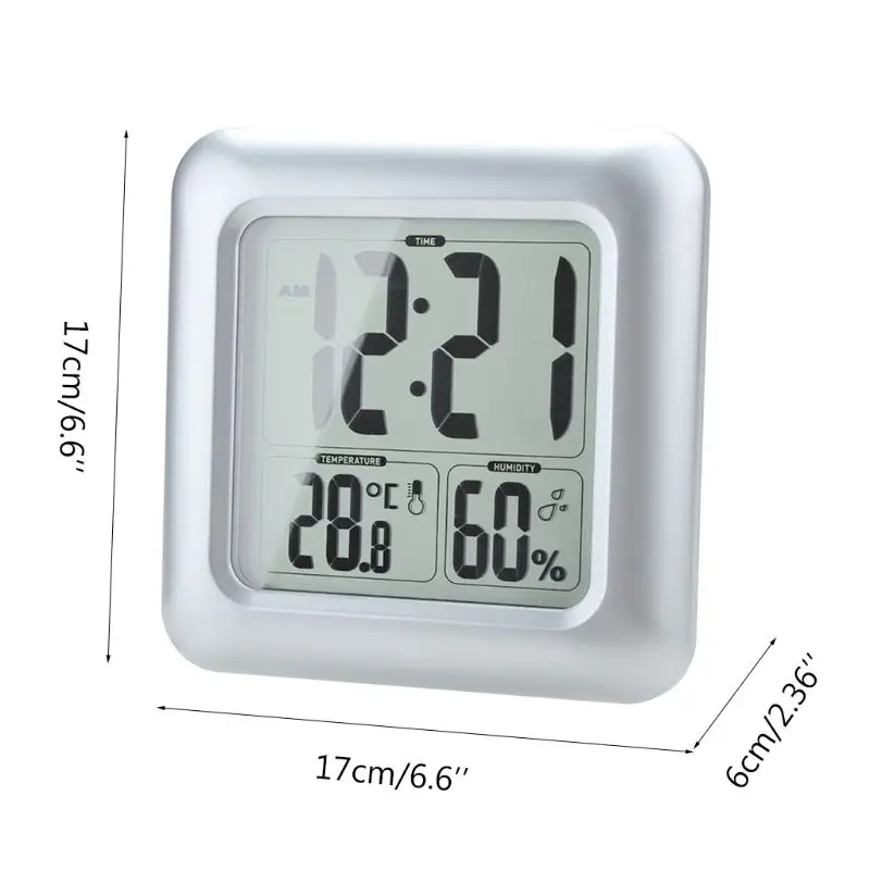 Водонепроницаемый цифровой Ванная комната Душ настенные часы с термометром влажность Отображение времени