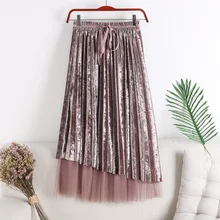 K12 осенне-зимняя новая Золотая Бархатная юбка средней длины