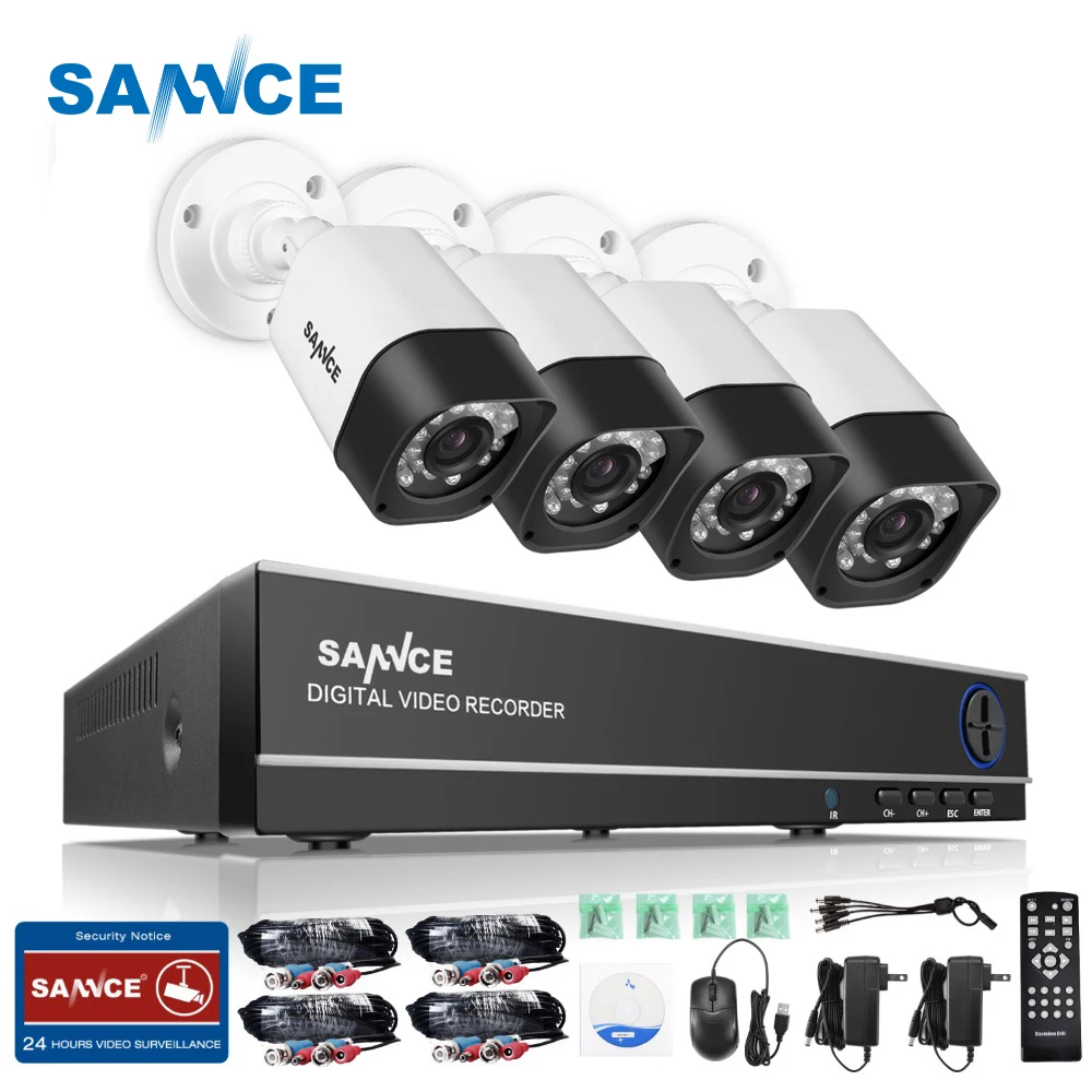 SANNCE DVR Kits 4CH 720P HD CCTV Security Camera Surveillance System Weatherproof font b outdoor b