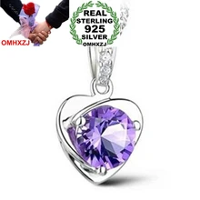 OMHXZJ,, ювелирное изделие, сердце, женское, натуральный аметист, kpop, звезда, серебро 925 пробы, без цепи, ожерелье, подвеска, подвески, PE04