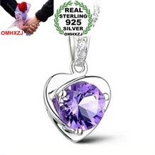 OMHXZJ Wholesale jewelry heart woman Natural Amethyst kpop star 925 sterling silver NO Chain Necklace pendant Charms PE04