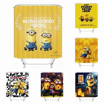 

Custom Cute Movie Cartoon Minions Bathroom Acceptable Shower Curtain Polyester Fabric Bathroom Curtain #180320-01-180