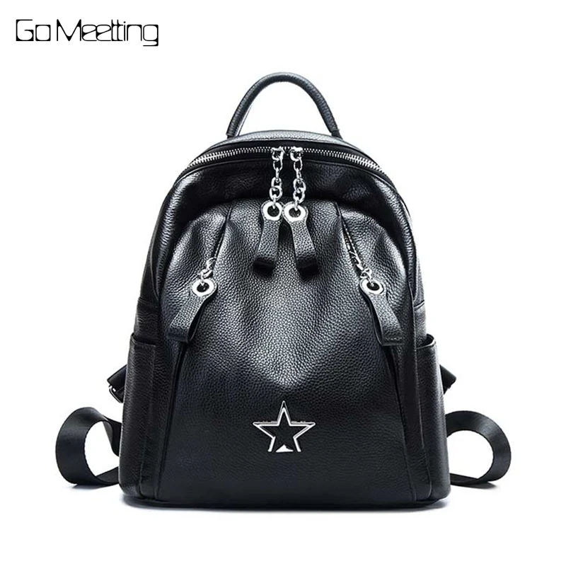 

New High Quality Women Backpack 100% Genuine Leather Travel Bag Backpacks Simple Schoolbag For Girls Fashion Female Knapsack