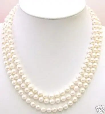 

FREE SHIPPING3 Strings AAA+ 7MM AKOYA SALTWATER PEARL NECKLACE (A0511)