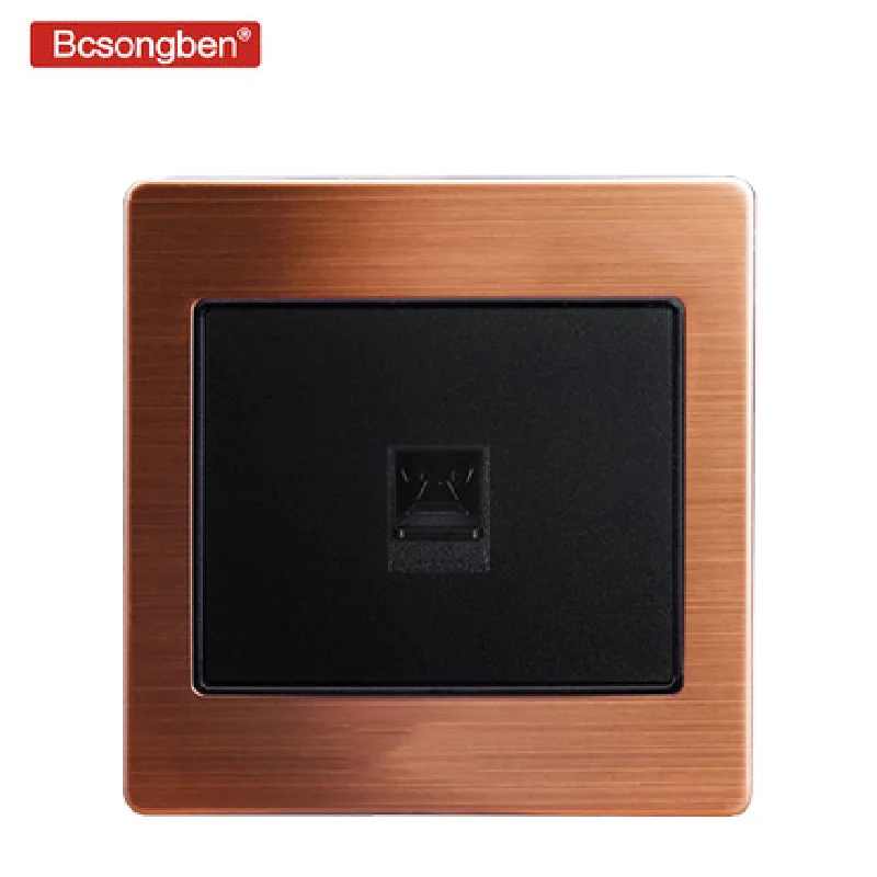 Luxurious Rose gold black switch socket Weak electricity Telephone Wall