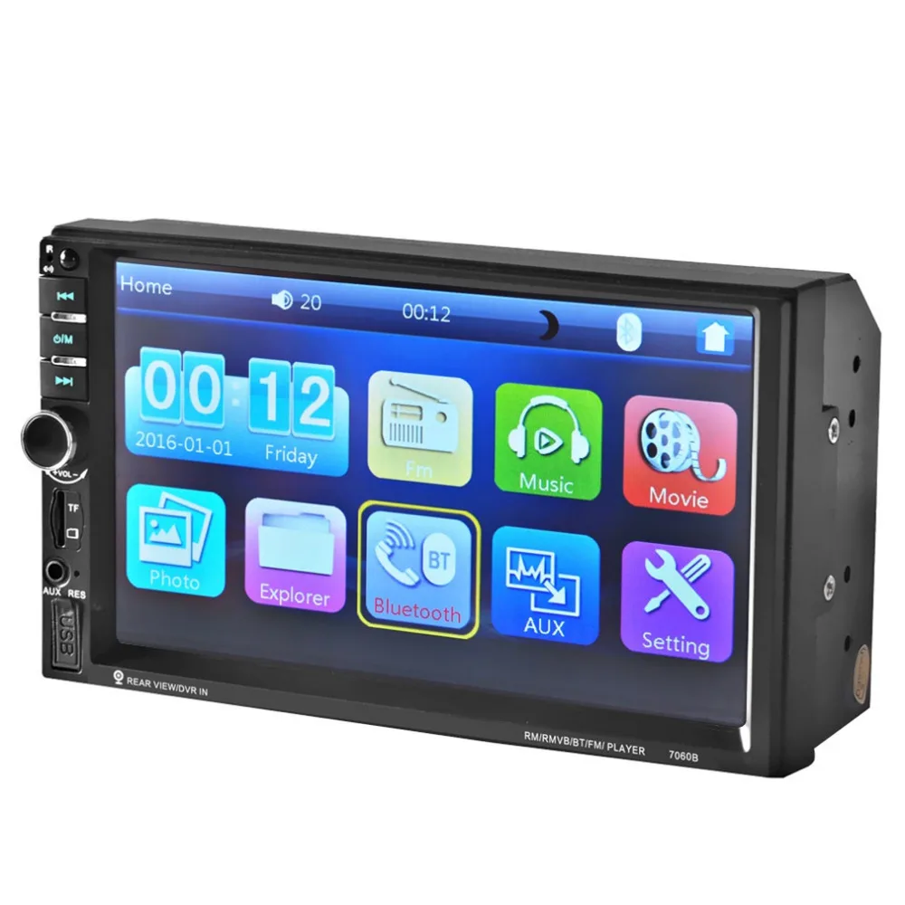 

Car MP5 Video Player 7 inch Bluetooth Vehicle Auto In Touch Screen Support MP3 USB TF AUX FM & Remote Control