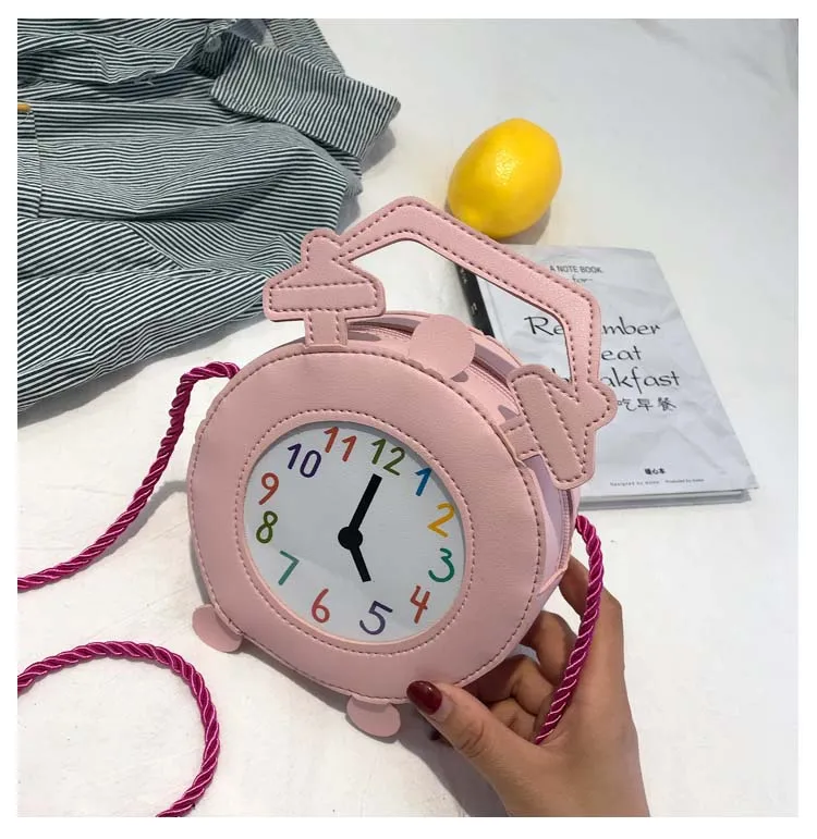 

New Cartoon Clock Alarm Clock handbag Fashion Single Shoulder Bag Inclined Bag Goddess Tide Fan Funny Bag Leisure Bag