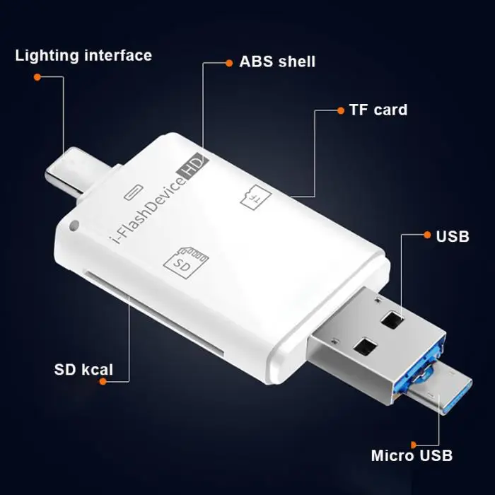 3 в 1 SD Card Reader адаптер Универсальный USB для iPhone iPad ПК компьютер @ JH