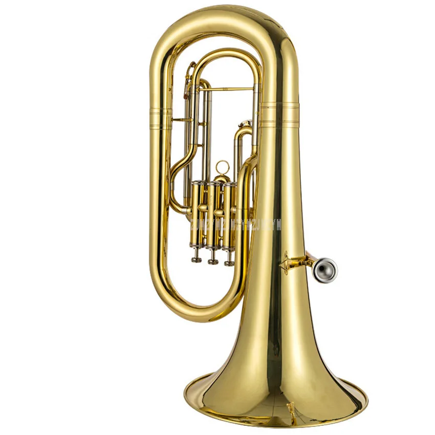 Professional Euphonium 3 Straight Key Bb Bass French Horn Gold Lacque Trumpet Brass Material Musical Instruments JBEP-1180