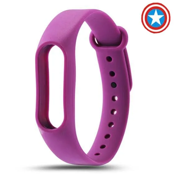 Hot avengers marvel cartoon For Xiaomi Mi Band 4 3 2 Bracelet Miband4 3 2 Strap Wristband Band For Mi Band 2/3/4 Silicone soft - Цвет ремешка: purple No.2