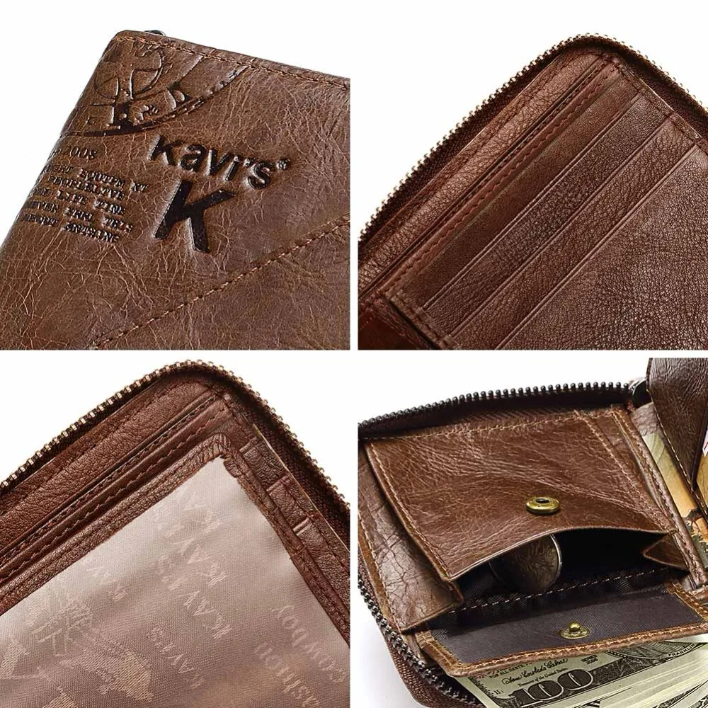Кошелек KAVIS мужской из 100% натуральной кожи|purse male|genuine leather wallet menleather men |