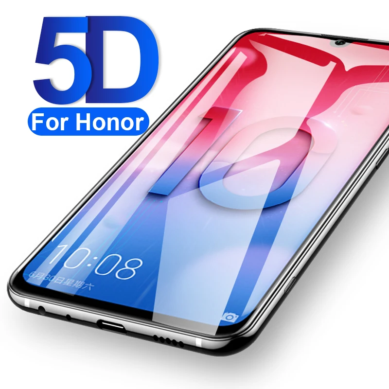 5D закаленное стекло для huawei honor 10 8 lite light 8x полное покрытие защита экрана honer 10lite