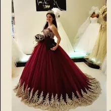Бордовые платья Quinceanera тюль с золотой аппликацией кружева сладкий 16 платья Бальные платья Vestidos De 15 Anos дебютантка