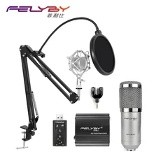 FELYBY professional bm 800 condenser microphone for computer audio karaoke mikrofon studio recording 3.5mm microphones sets
