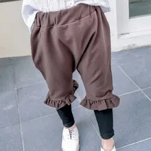 Новые леггинсы для девочек Детский комплект-Имитация Двойка брюки Детская одежда Для детей от 3 до 7 лет K305