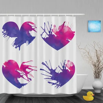

I love Japan Bathroom Curtains Romantic Pink Heart With Tree Shower Curtains For Couple Waterproof Polyester Fabric With Hooks