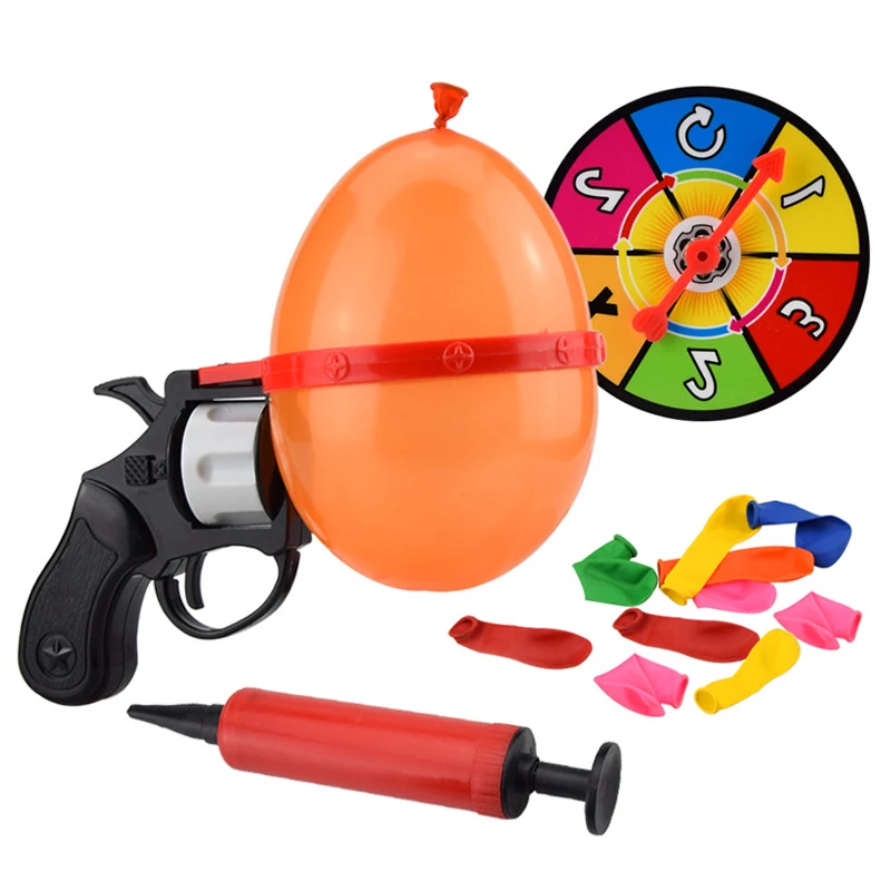 

Funny Tricky Gun Toy Russian Roulette Model Balloon Gun Interactive Toys Lucky Roulette Party Game for Adults & Kids Family Game