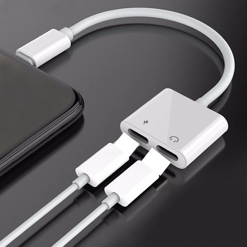 Аудиоадаптер с двумя разъемами для зарядки конвертер iPhone 7 8 X Поддержка IOS 11
