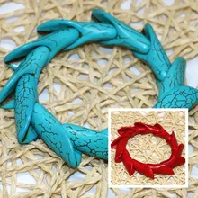 Амулеты белая красная голубая бирюза бирюзовый камень 15*38 мм Цветок Утренней славы бусины браслет для женщин ювелирные изделия 7,5 дюйма B317