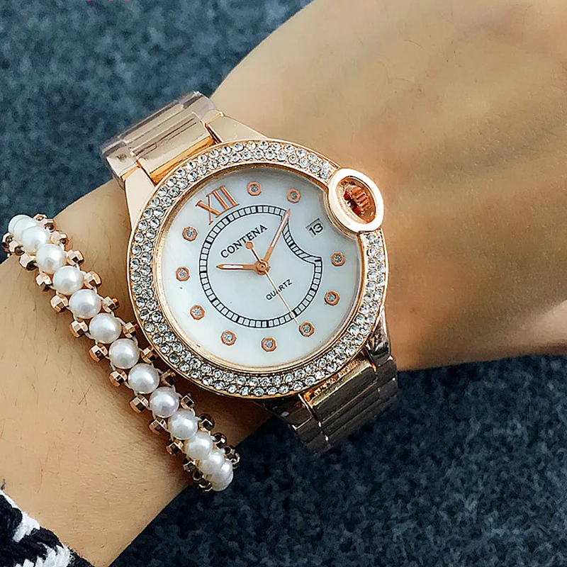 Elegant Dress Bracelet Clock Diamonds Dial Women WatchesTop Brand