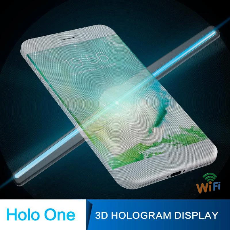 Upgraded 50cm/1.64ft Wifi 3D Holographic Projector Display Fan Portable LED Unique Hologram Player Projector Upgraded 50cm/1.64ft Wifi 3D Holographic Projector Display Fan Portable LED Unique Hologram Player Projector