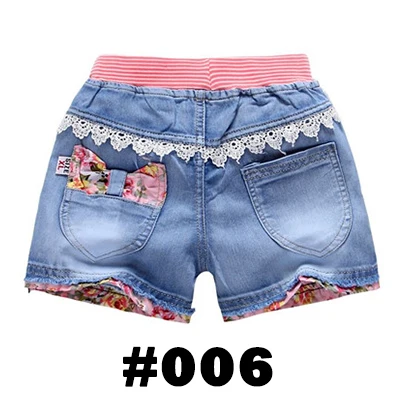 Джинсовые шорты для девочек с рисунком из мультфильма; рваные джинсы для малышей; короткие штаны на лето; детские брюки; детская одежда с цветочным рисунком для девочек - Цвет: 6