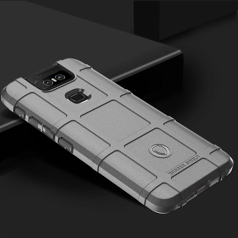 Армированный противоударный чехол с амортизацией для ASUS Zenfone 6 ZS630KL, не царапающийся чехол из углеродного волокна для задней панели телефона - Цвет: Серый