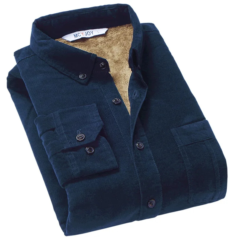 

Winter trends men cotton corduroy warm shirt long-sleeved men plus cashmere thick shirt men brand autumn shirts men camisa S-4XL