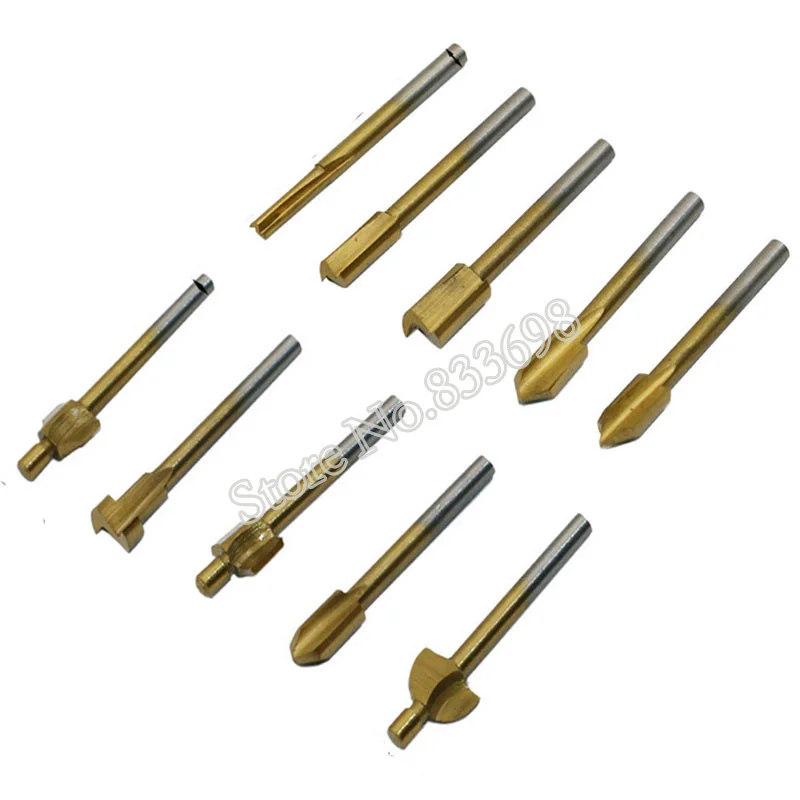 10pcs 1/8 Inch Shank Titanium Woodworking Router Bit 3mm Wood Cutter