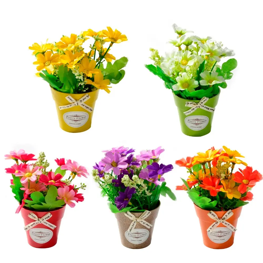 Chrysanthemum Fake Flower With Plastic Vase Bonsai Artificial Flowers For Wedding Party Garden Farmhouse Decoration Fake Flower Chrysanthemum Fake Flower With Plastic Vase Bonsai Artificial Flowers For Wedding Party Garden Farmhouse Decoration Fake Flower