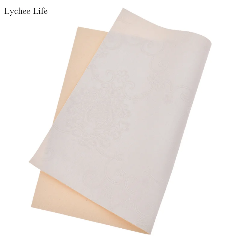 

Lychee Life 7 Colors Flower Shaped Artificial Leather A4 Cork Fabric Handmade Stich-Bonded Garment Crafts Decor